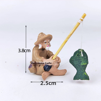 Φιγούρα Taigong Jiang Taigong από ρητίνη – μπονσάι διακοσμητικό σε κινεζικό στυλ με θέμα το ψάρεμα