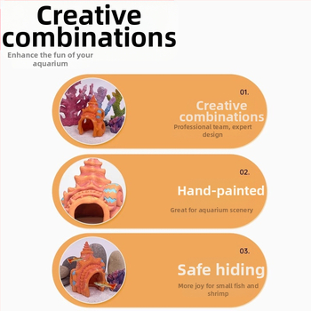 Διακοσμητικό ενυδρείου από ρητίνη: Κάστρο από κογχύλι για ψάρια και γαρίδες, με τρύπες γονιμοποίησης και καταφύγια