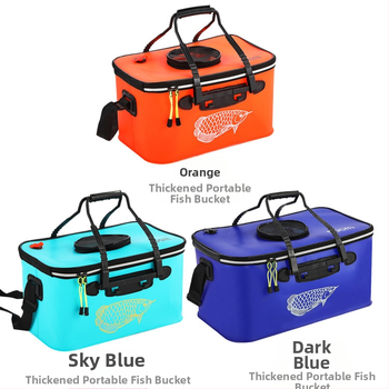 EVA sulankstomas kibiras gyviems žuvims su skaidriu dangčiu – žvejybos kibiras ir priedų dėžutė