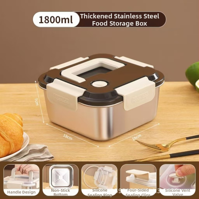 Kutija za ručak od nehrđajućeg čelika, izolirana, kvadratnog oblika, 1–2 L, trostruki sloj