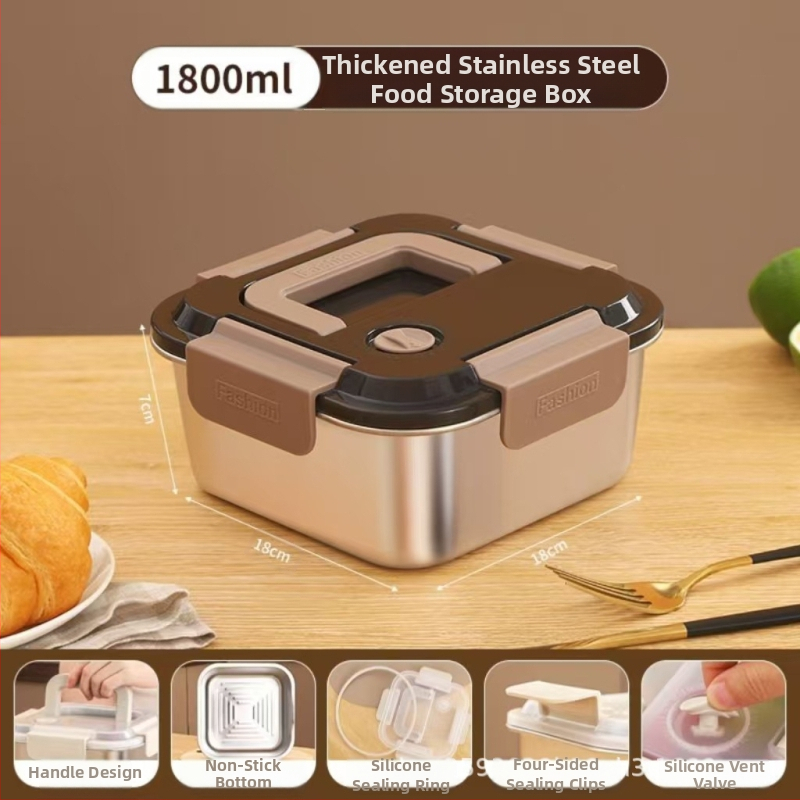 Kutija za ručak od nehrđajućeg čelika, izolirana, kvadratnog oblika, 1–2 L, trostruki sloj