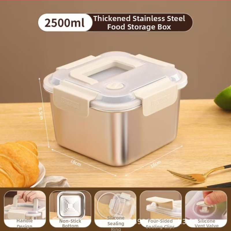 Kutija za ručak od nehrđajućeg čelika, izolirana, kvadratnog oblika, 1–2 L, trostruki sloj