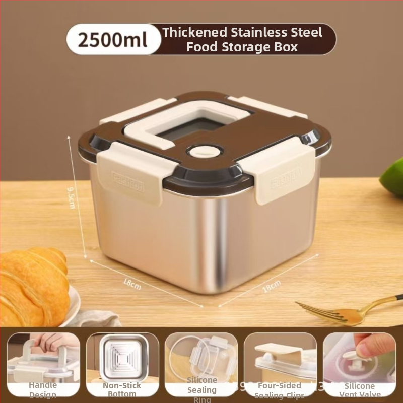 Kutija za ručak od nehrđajućeg čelika, izolirana, kvadratnog oblika, 1–2 L, trostruki sloj