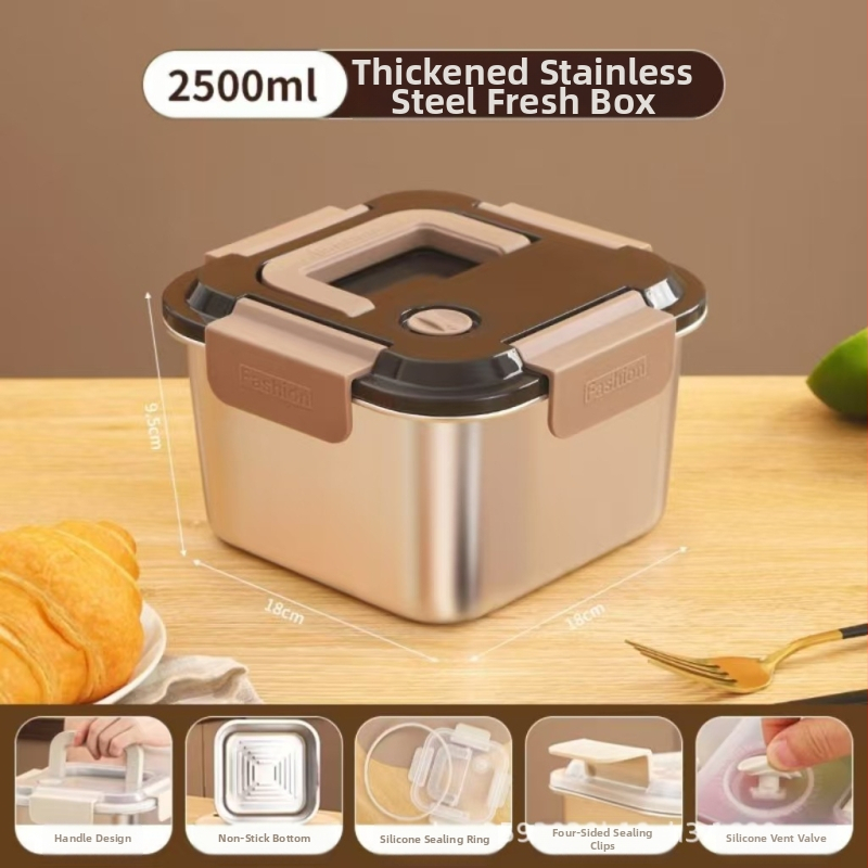 Kutija za ručak od nehrđajućeg čelika, izolirana, kvadratnog oblika, 1–2 L, trostruki sloj