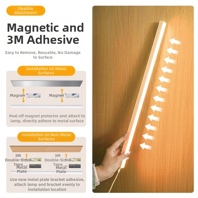 LED juostinė stalo lempa bendrabutyje, USB magnetinis tvirtinimas, akių apsauga, 220V įvadas