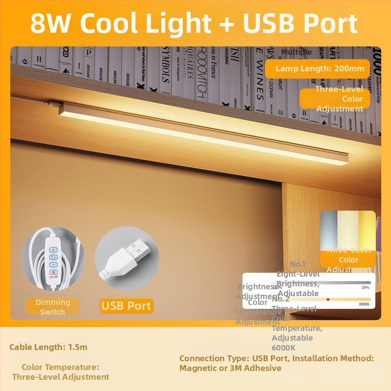 LED λωρίδα γραφείου για κοιτώνες, USB μαγνητική βάση, προστασία ματιών, είσοδος 220V