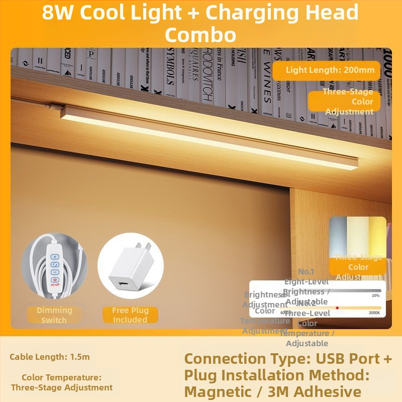 LED λωρίδα γραφείου για κοιτώνες, USB μαγνητική βάση, προστασία ματιών, είσοδος 220V