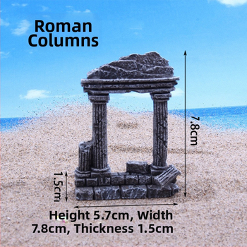 Miniatiūrinė scenos dekoracija iš dervos, Romos kolona, akvariumo kraštovaizdžiui, paviljono dekoras
