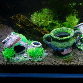 Κρεμαστό διακοσμητικό ενυδρείου – ρητίνη, στυλ φθαρμένων αγγείων, διακόσμηση ενυδρείου