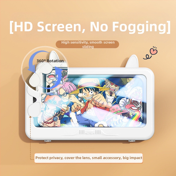 Телескопична водоустойчива кутия за телефон за баня с въртящ се тъч екран, стенен монтаж чрез лепило, ABS+PET