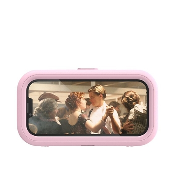 Телескопична водоустойчива кутия за телефон за баня с въртящ се тъч екран, стенен монтаж чрез лепило, ABS+PET