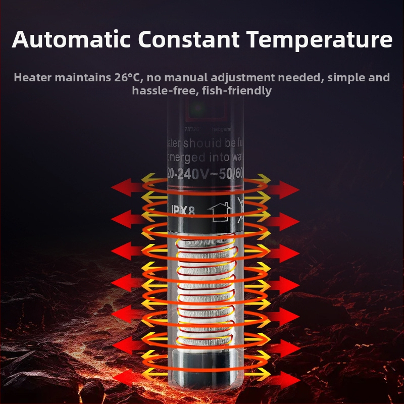 Akvariumo šildymo lazdelė su automatine temperatūros kontrole, galia 10W/25W/50W/75W