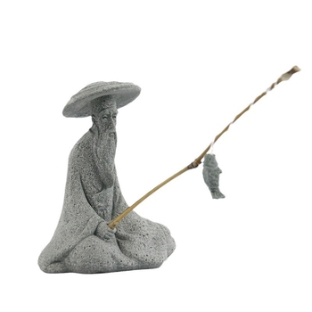 Άγαλμα ψαρά για κήπο – ψαμμίτης, κινέζικο στυλ, διακόσμηση τοπίου με μπονσάι, ημιχειροποίητη και ημιμηχανική κατασκευή, επιφάνεια αμμοβολής