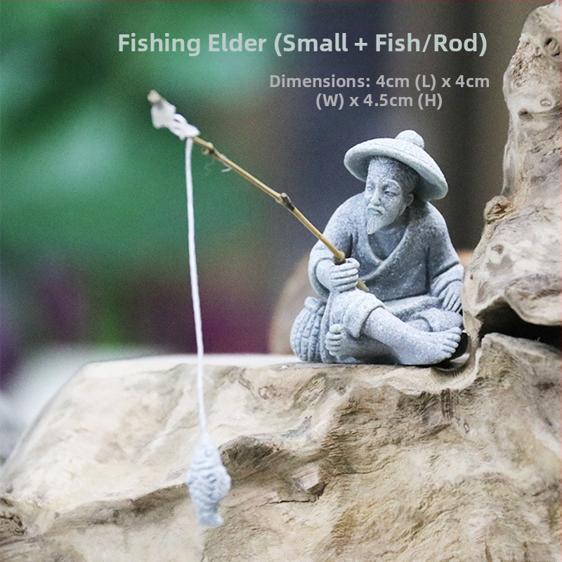 Άγαλμα ψαρά για κήπο – ψαμμίτης, κινέζικο στυλ, διακόσμηση τοπίου με μπονσάι, ημιχειροποίητη και ημιμηχανική κατασκευή, επιφάνεια αμμοβολής
