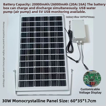 Слънчев панел за външно зареждане с двойни USB изходи, регулируем изход 5V/12V DC и захранване за съхранение на енергия