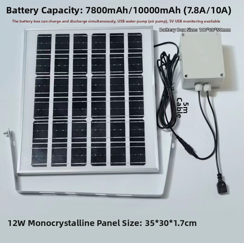 Слънчев панел за външно зареждане с двойни USB изходи, регулируем изход 5V/12V DC и захранване за съхранение на енергия