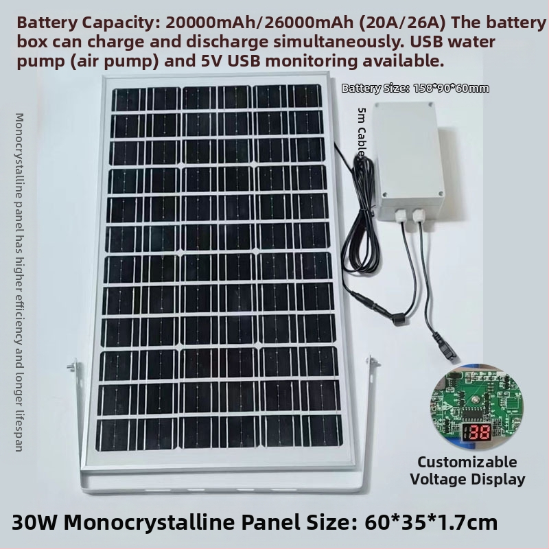 Слънчев панел за външно зареждане с двойни USB изходи, регулируем изход 5V/12V DC и захранване за съхранение на енергия