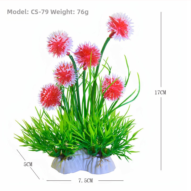 Dekor za akvarij s umjetnim plastnim vodnim biljem — Materijal: PE plast + keramna baza; Brend: Fish Zhijing; Šifra proizvoda: Cs landscaping series