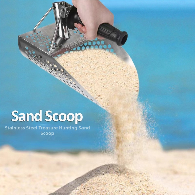 Nerūdijančio plieno paplūdimių kastuvas aukso paieškoms ir lobyno medžioklei su išplėtimo kotu, modelis 95