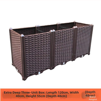 Γλάστρα εξωτερικού μπαλκονιού, ορθογώνια με βάση στο δάπεδο, ανθεκτική στη διάβρωση, αγροτικού στιλ, για οικιακή κηπουρική.