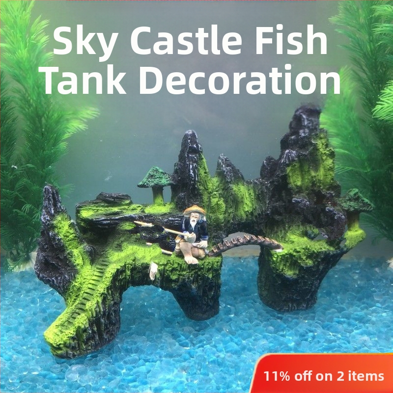 Διάκοσμος ενυδρείου: μίνι ροκερία διακοσμητικό σετ με πέτρινο καταφύγιο για μικροτοπίο