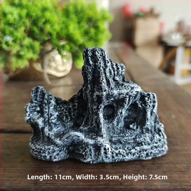 Διάκοσμος ενυδρείου: μίνι ροκερία διακοσμητικό σετ με πέτρινο καταφύγιο για μικροτοπίο