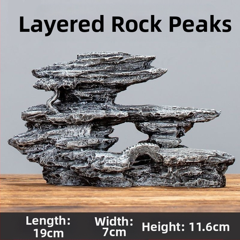 Διάκοσμος ενυδρείου: μίνι ροκερία διακοσμητικό σετ με πέτρινο καταφύγιο για μικροτοπίο