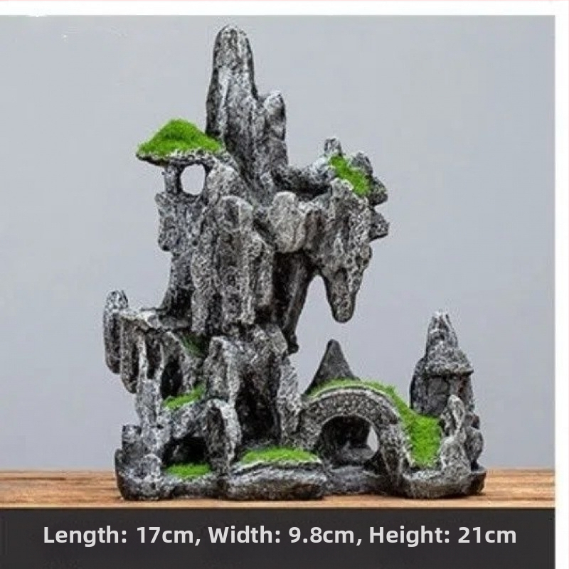 Διάκοσμος ενυδρείου: μίνι ροκερία διακοσμητικό σετ με πέτρινο καταφύγιο για μικροτοπίο