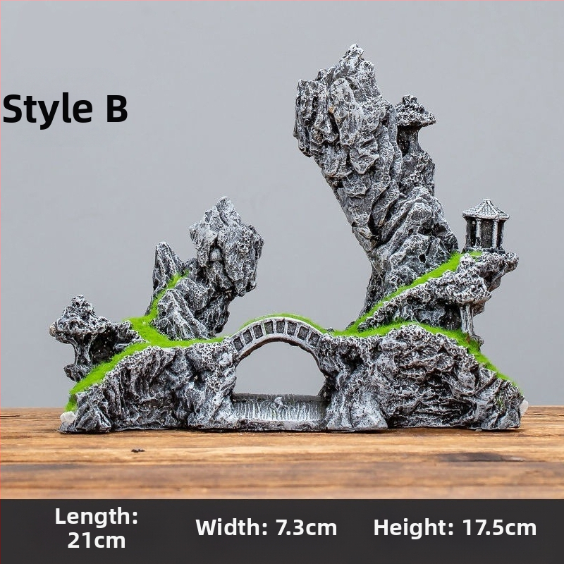 Διάκοσμος ενυδρείου: μίνι ροκερία διακοσμητικό σετ με πέτρινο καταφύγιο για μικροτοπίο