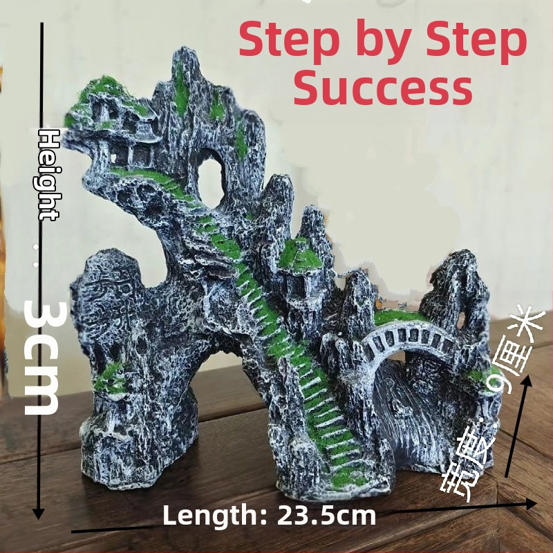 Διάκοσμος ενυδρείου: μίνι ροκερία διακοσμητικό σετ με πέτρινο καταφύγιο για μικροτοπίο