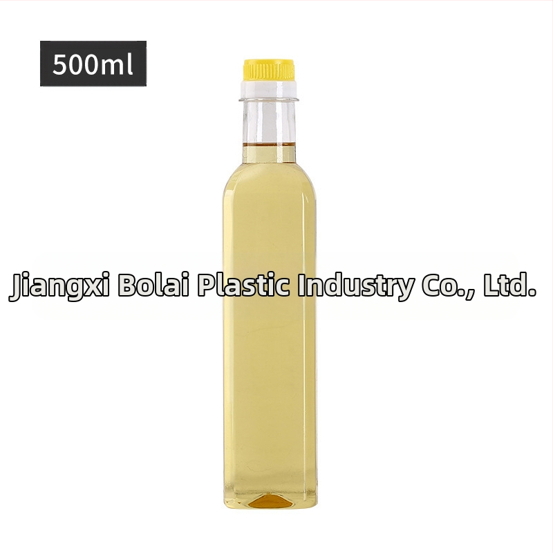 Bolai квадратна PET бутилка за камелиево масло, 500 ml, с капак с дърпане и отпечатан логотип