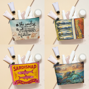 Sminktáska strandokra utazásokhoz, betűs mintával, poliészterből, bélés nélküli, tárolásra alkalmas, uniszex