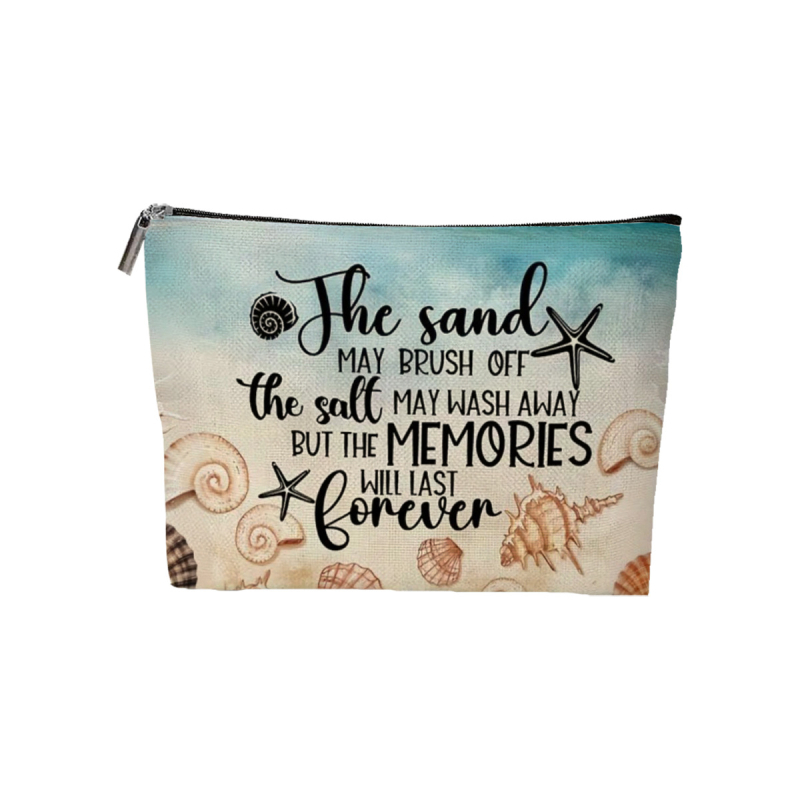 Sminktáska strandokra utazásokhoz, betűs mintával, poliészterből, bélés nélküli, tárolásra alkalmas, uniszex