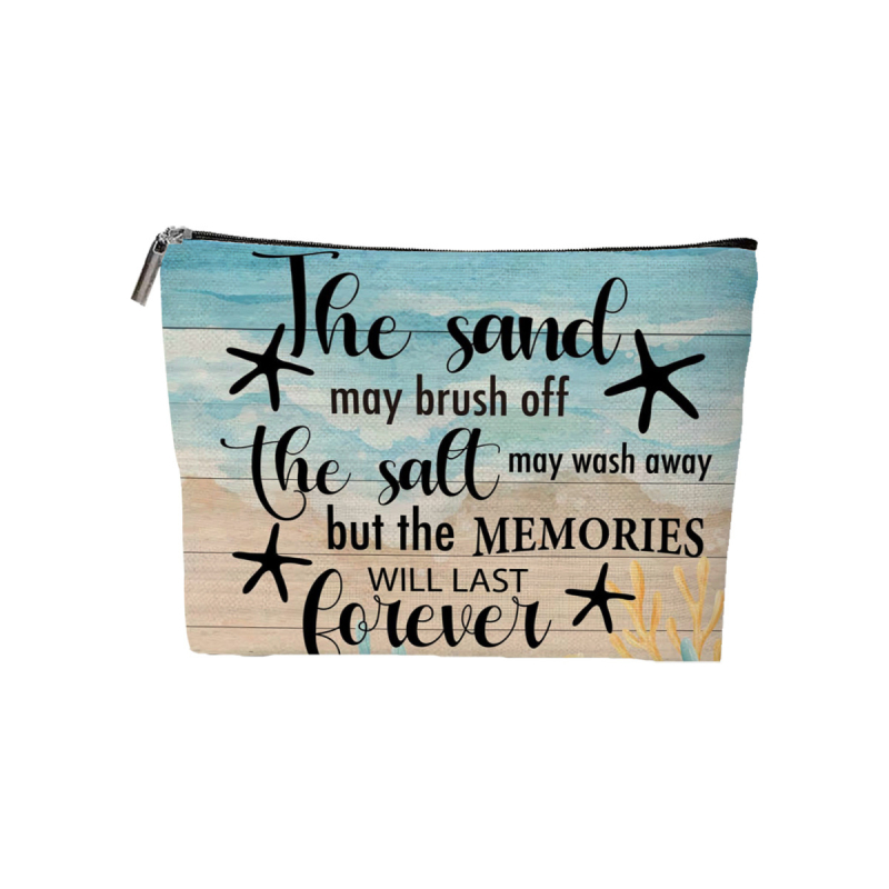 Sminktáska strandokra utazásokhoz, betűs mintával, poliészterből, bélés nélküli, tárolásra alkalmas, uniszex