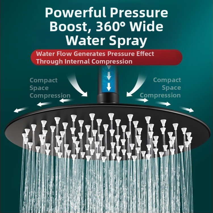 Душ глава от неръждаема стомана, с горно разпръскване, дъждовна функция, модерен минималистичен дизайн.