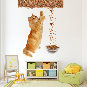 Τοίχος με γάτα - PVC, αδιάβροχο, αυτοκόλλητο και αποσπώμενο - Λειτουργίες: πυρασφάλεια, αντιστατικό, κατά των εντόμων, κατά της μόλυνσης - Για σαλόνι, υπνοδωμάτιο, μελέτη, είσοδος - Μοντέλο K-S5