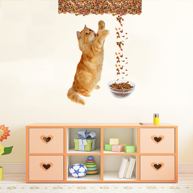 Macska falikép matrica - PVC, vízálló, öntapadós és eltávolítható - Tűzálló, antistatikus, molyok elleni, szennyeződés elleni - Nappali, hálószoba, dolgozószoba, előszoba - Modell K-S5