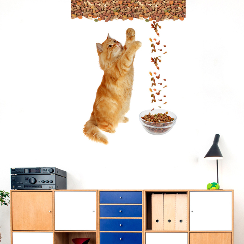 Macska falikép matrica - PVC, vízálló, öntapadós és eltávolítható - Tűzálló, antistatikus, molyok elleni, szennyeződés elleni - Nappali, hálószoba, dolgozószoba, előszoba - Modell K-S5