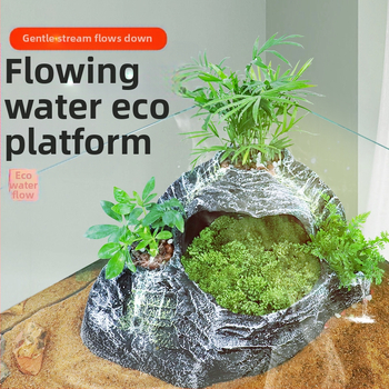 Bruņurupucim paredzēta sauļošanās un kāpšanas platforma ar slēptuvi un trim atverēm – materiāls: sveķi; ainavu veidošana; zīmols Barbarous Growth