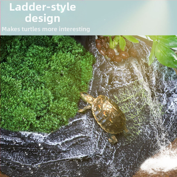 Bruņurupucim paredzēta sauļošanās un kāpšanas platforma ar slēptuvi un trim atverēm – materiāls: sveķi; ainavu veidošana; zīmols Barbarous Growth