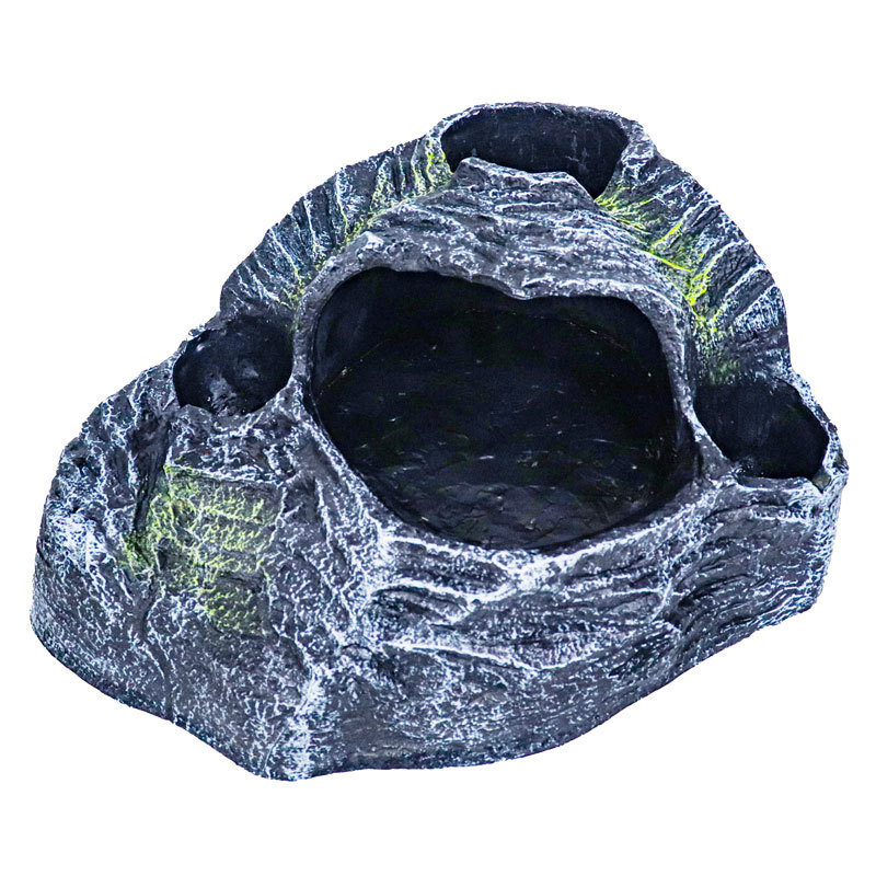 Bruņurupucim paredzēta sauļošanās un kāpšanas platforma ar slēptuvi un trim atverēm – materiāls: sveķi; ainavu veidošana; zīmols Barbarous Growth