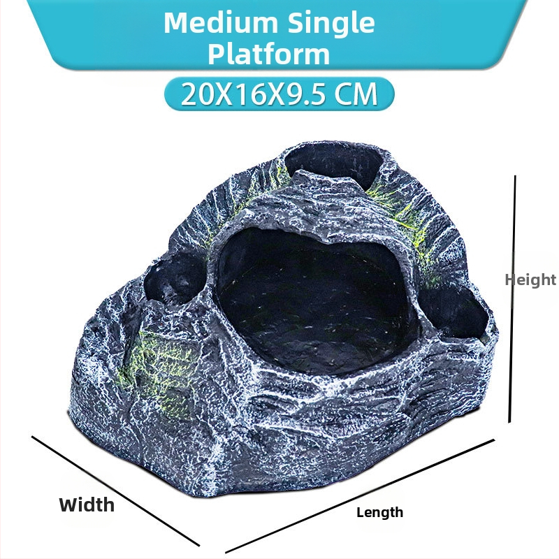 Bruņurupucim paredzēta sauļošanās un kāpšanas platforma ar slēptuvi un trim atverēm – materiāls: sveķi; ainavu veidošana; zīmols Barbarous Growth