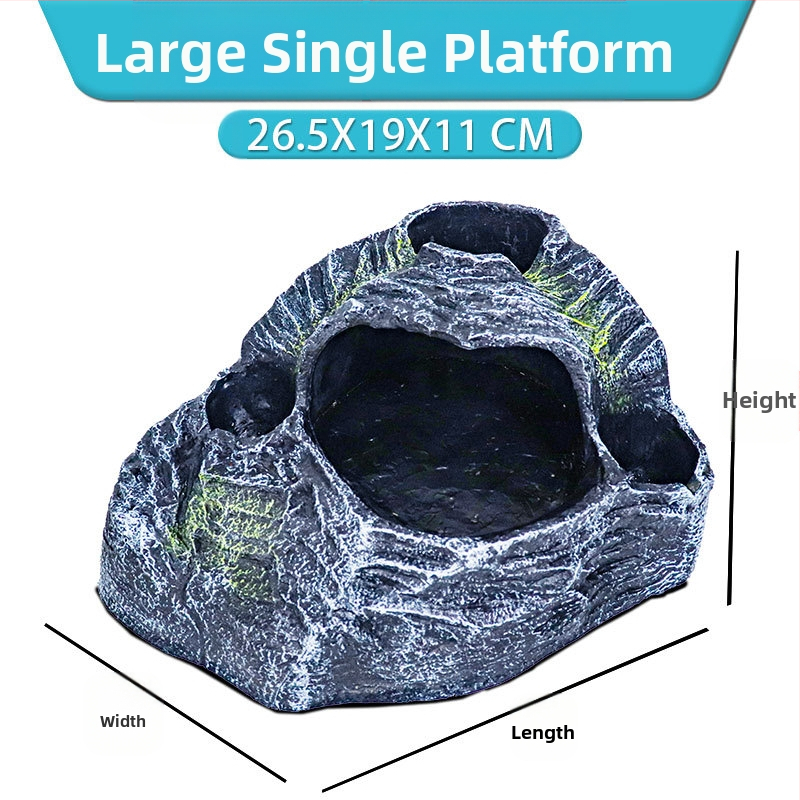 Bruņurupucim paredzēta sauļošanās un kāpšanas platforma ar slēptuvi un trim atverēm – materiāls: sveķi; ainavu veidošana; zīmols Barbarous Growth