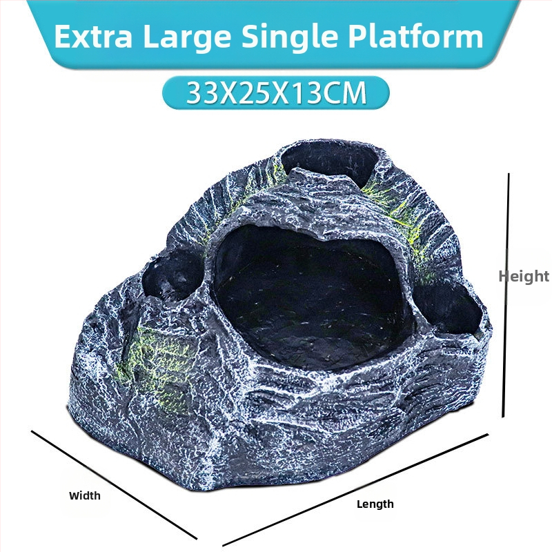 Bruņurupucim paredzēta sauļošanās un kāpšanas platforma ar slēptuvi un trim atverēm – materiāls: sveķi; ainavu veidošana; zīmols Barbarous Growth