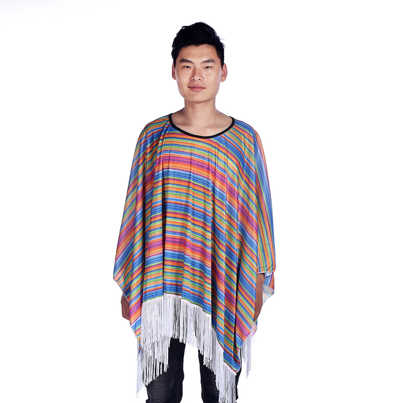 Мексиканска пелерина за Хелоуин и косплей, унисекс (Основен материал: полиестер 80–90%, Вторичен материал: памук <30%, Подходящи поводи: косплей/парти, Възраст: 25–29 г.)