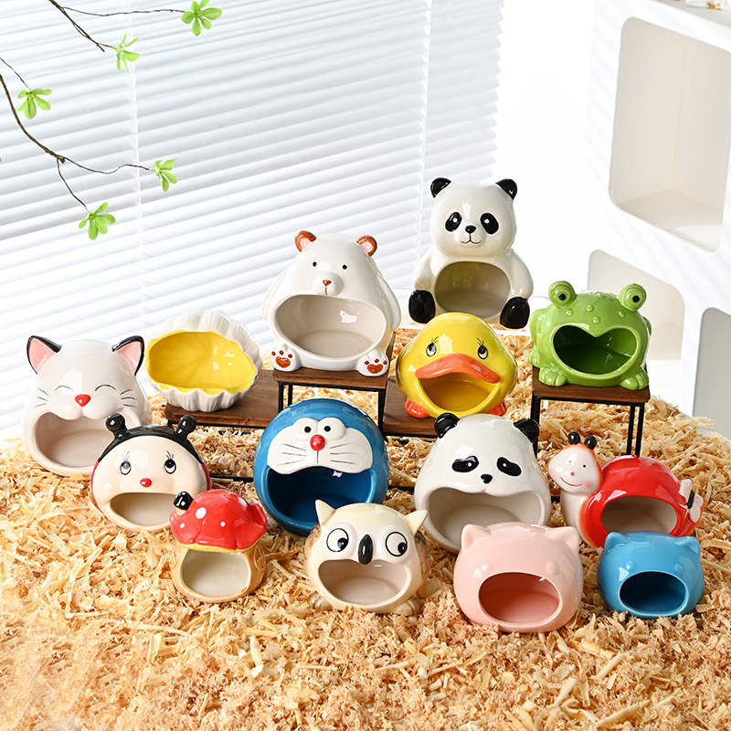 Cuib ceramic pentru hamster, adăpost iglu din ceramic pentru hamsteri pitici, decor interior