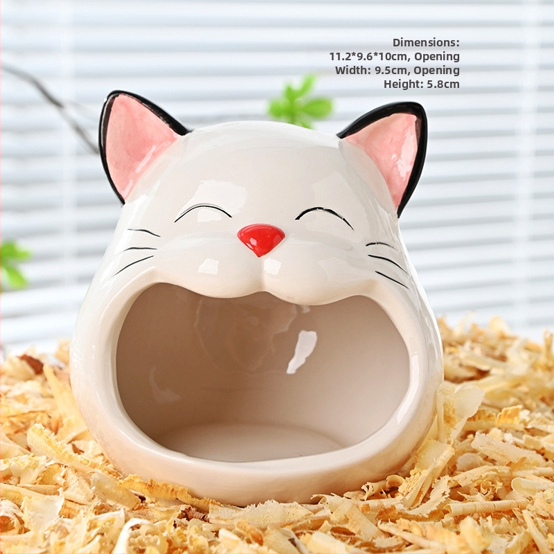 Cuib ceramic pentru hamster, adăpost iglu din ceramic pentru hamsteri pitici, decor interior