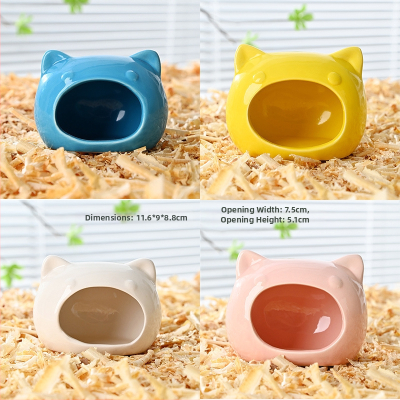 Cuib ceramic pentru hamster, adăpost iglu din ceramic pentru hamsteri pitici, decor interior