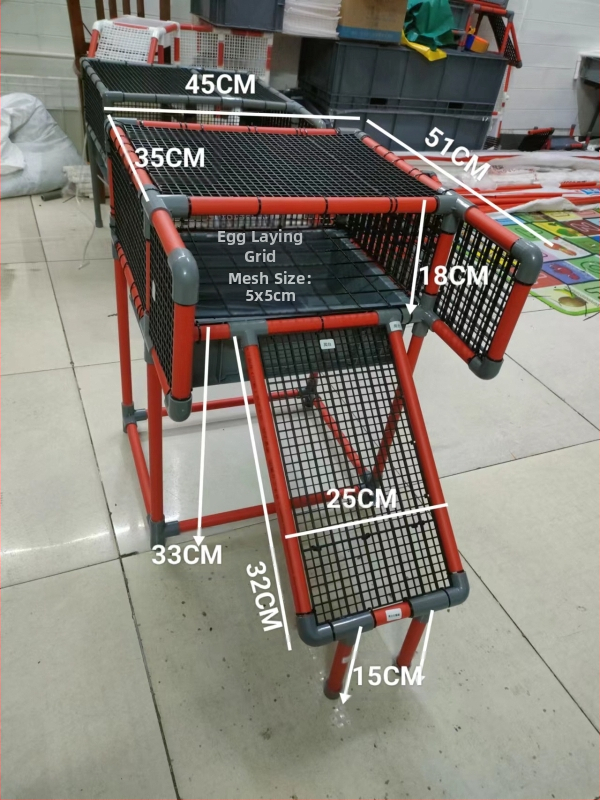 Костенуркова яйцекладна плоча с решетъчна платформа за почивка и арково укритие за размножаване