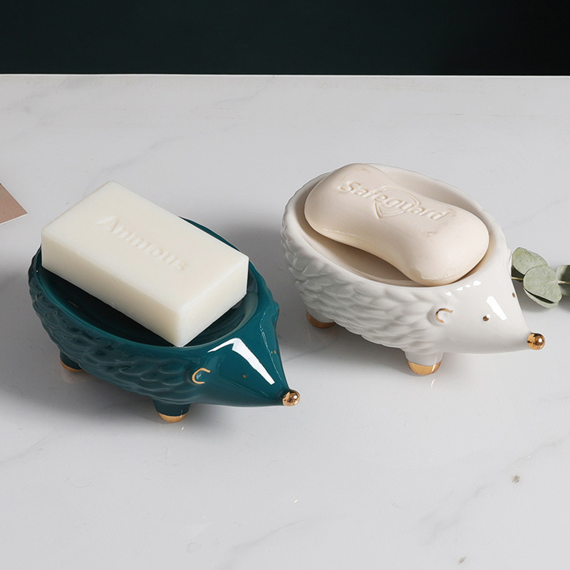 Κεραμική θήκη σαπουνιού σε σχήμα σκαντζόχοιρου, με αποστράγγιση, σκανδιναβικό στυλ, διακόσμηση μπάνιου